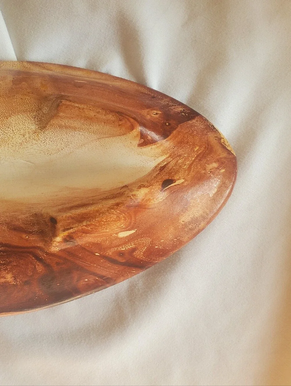 Yellowstone Park Vtg Green/Woodgrain  Ceramic Ashtray Trinket Bowl MCM Retro